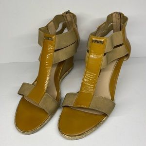 FENDI T-Strap Espadrille Wedge Sandal |Size: 39.5